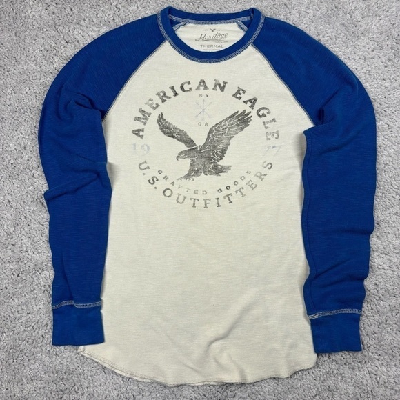 American Eagle Shirt Womens Extra Small Thermal Crewneck Layering Comfy Casual - Picture 1 of 5